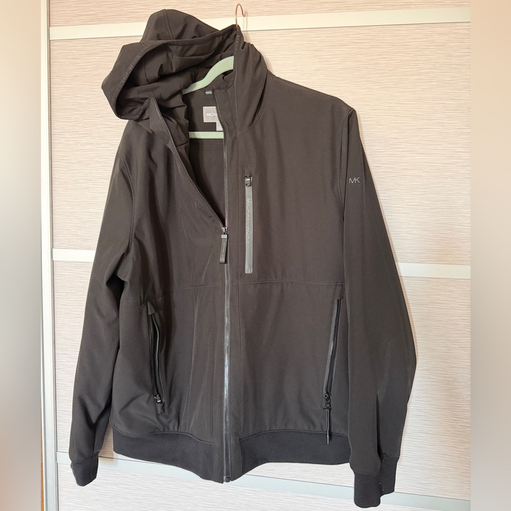MICHAEL KORS Man Black Jacket with Hoodie In sz. Large